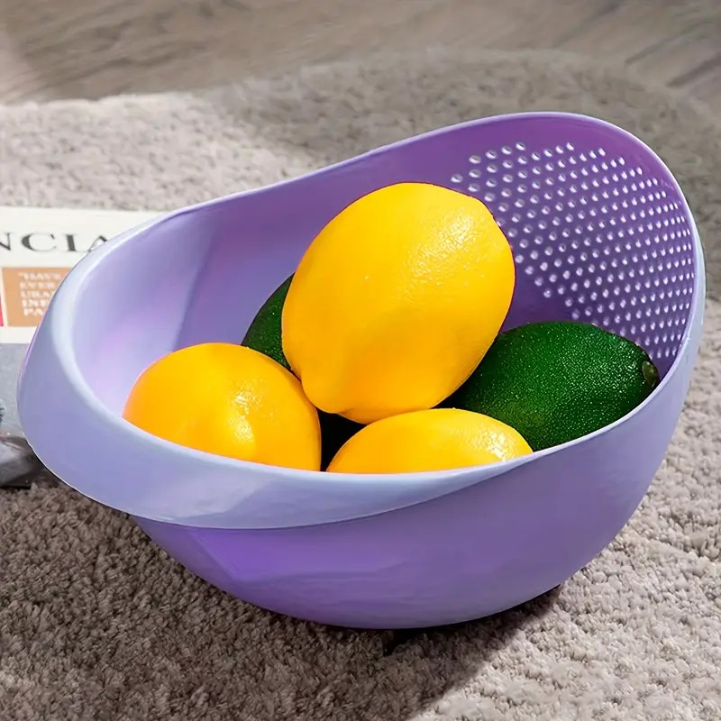 Multi-Functional Plastic Rice Washing Bowl with Strainer - Perfect for Grains & Kitchen Essentials