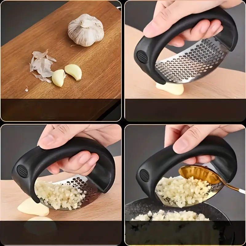 Stainless Steel Garlic Rocker Mincer – Easy-Clean Garlic Press for Home & Dorm, Perfect Kitchen Gadget