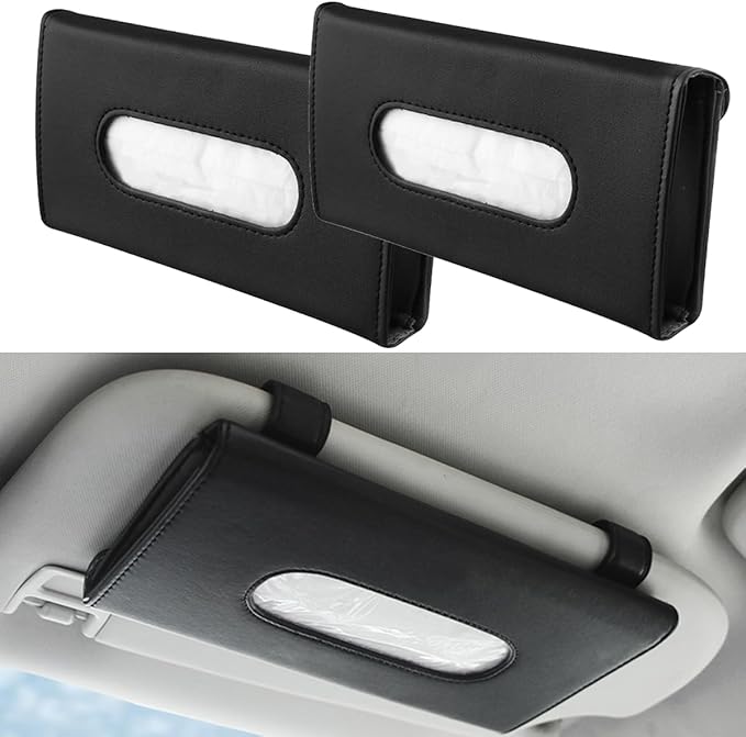 PU Leather Car Tissue Box – Sun Visor or Dashboard Mounted for Easy Access