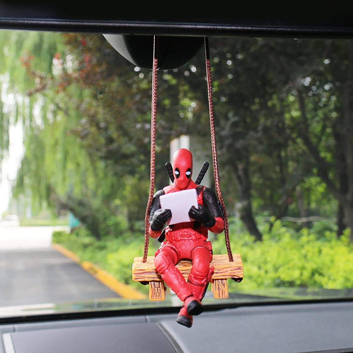 Funny Deadpool Car Mirror Hanging Pendant – Humorous Rearview Mirror Ornament, Perfect Christmas Gift & Interior Decor for Anime Fans