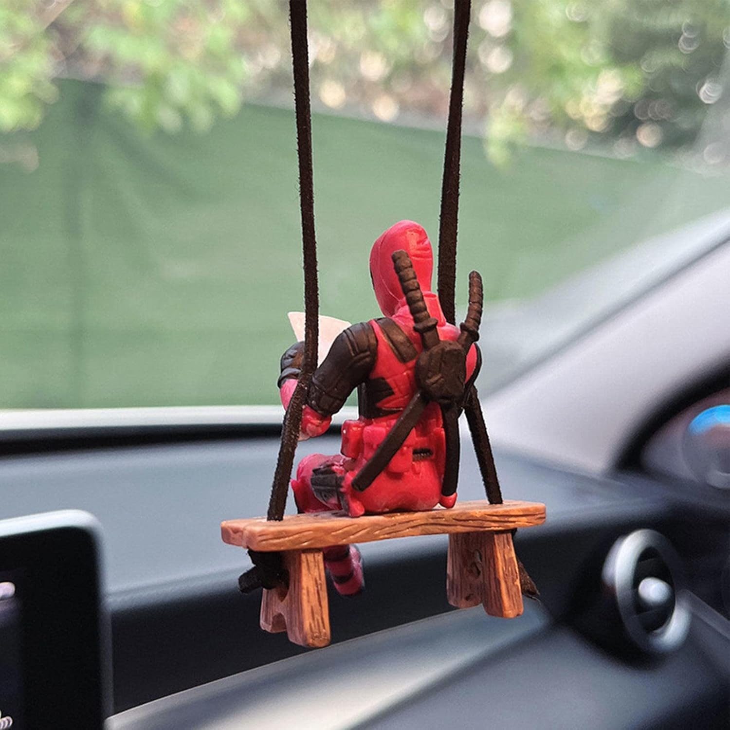 Funny Deadpool Car Mirror Hanging Pendant – Humorous Rearview Mirror Ornament, Perfect Christmas Gift & Interior Decor for Anime Fans