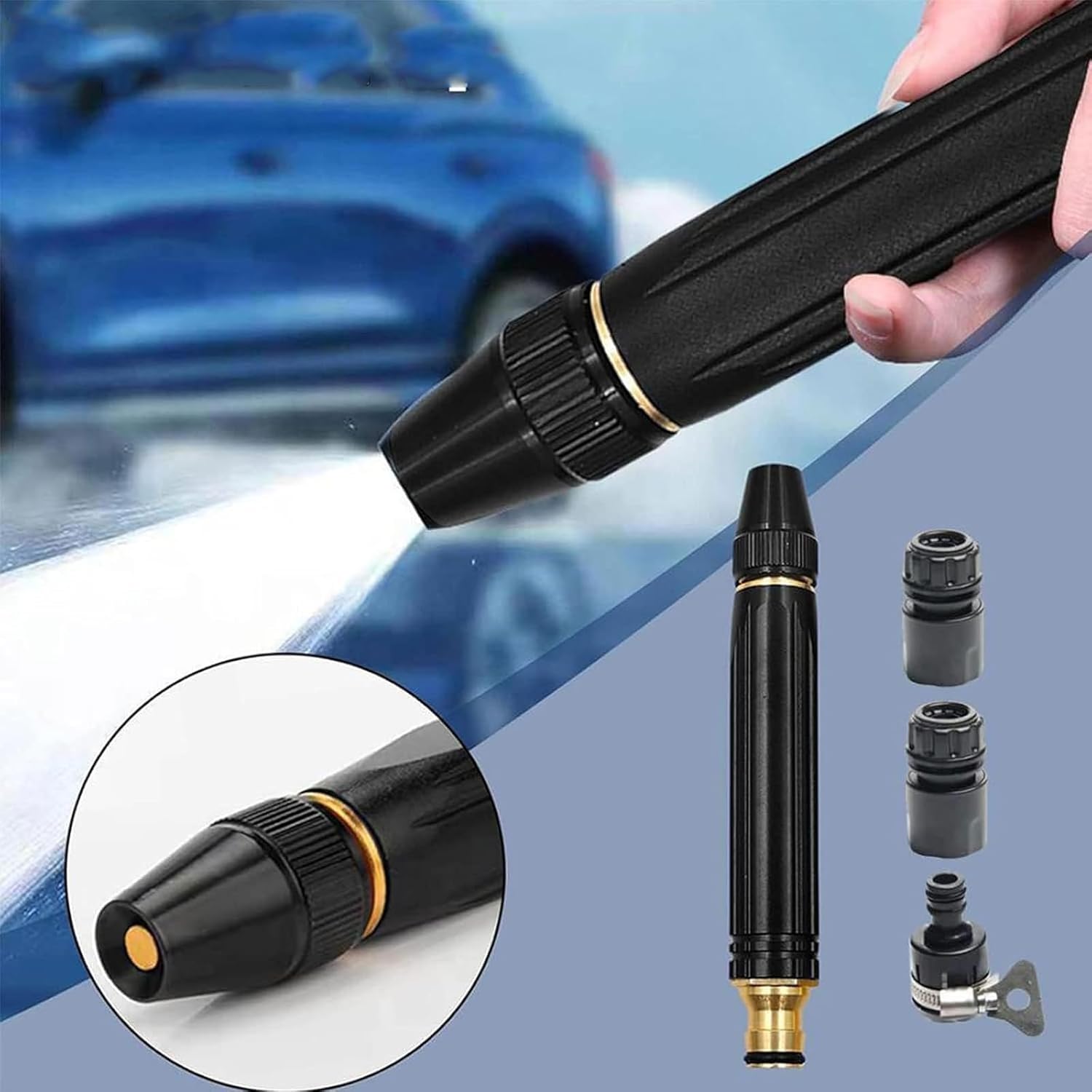 Upgrade Car Washing High Pressure Water Nozzle – Adjustable Metal Garden Hose Sprinkler