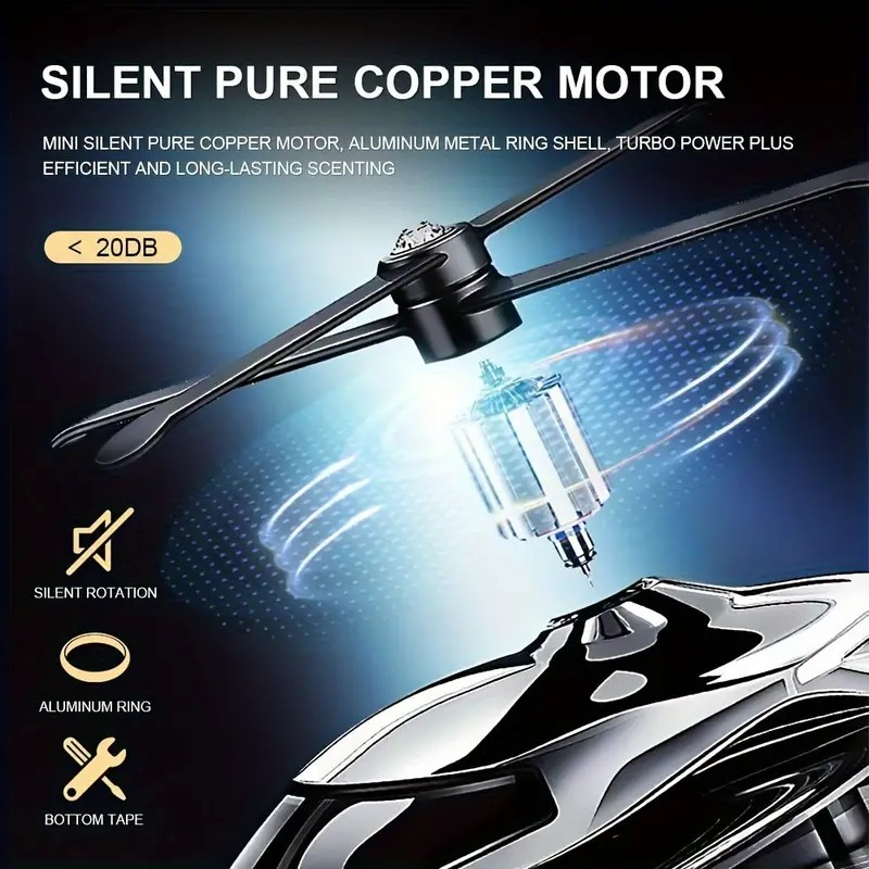 Solar-Powered Helicopter Aroma Diffuser – Long-Lasting Car Air Freshener & Odor Eliminator, Sleek Silvery Design for Home, Office, and Auto Decor