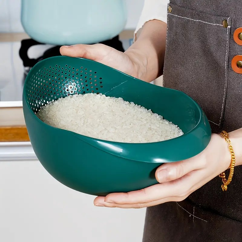 Multi-Functional Plastic Rice Washing Bowl with Strainer - Perfect for Grains & Kitchen Essentials