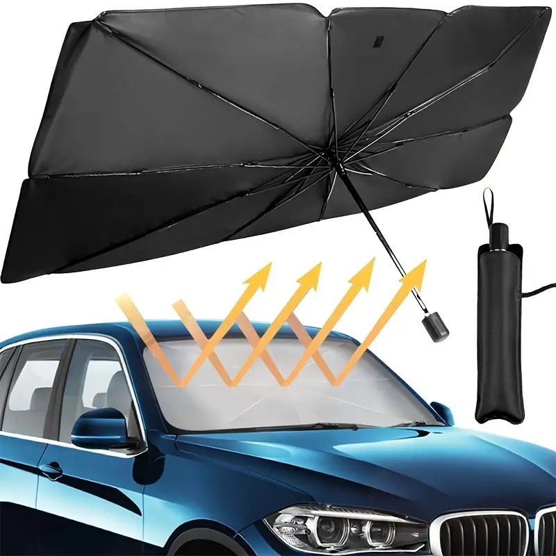 Foldable Car Windshield Sunshade Umbrella - UV & Heat Protection for Front Window
