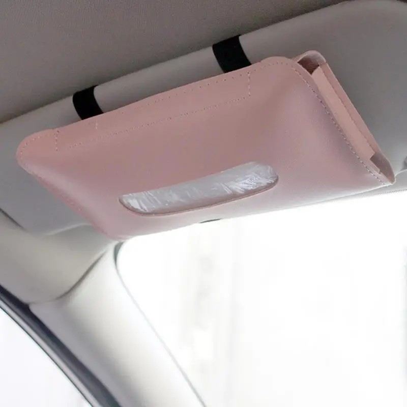 PU Leather Car Tissue Box – Sun Visor or Dashboard Mounted for Easy Access
