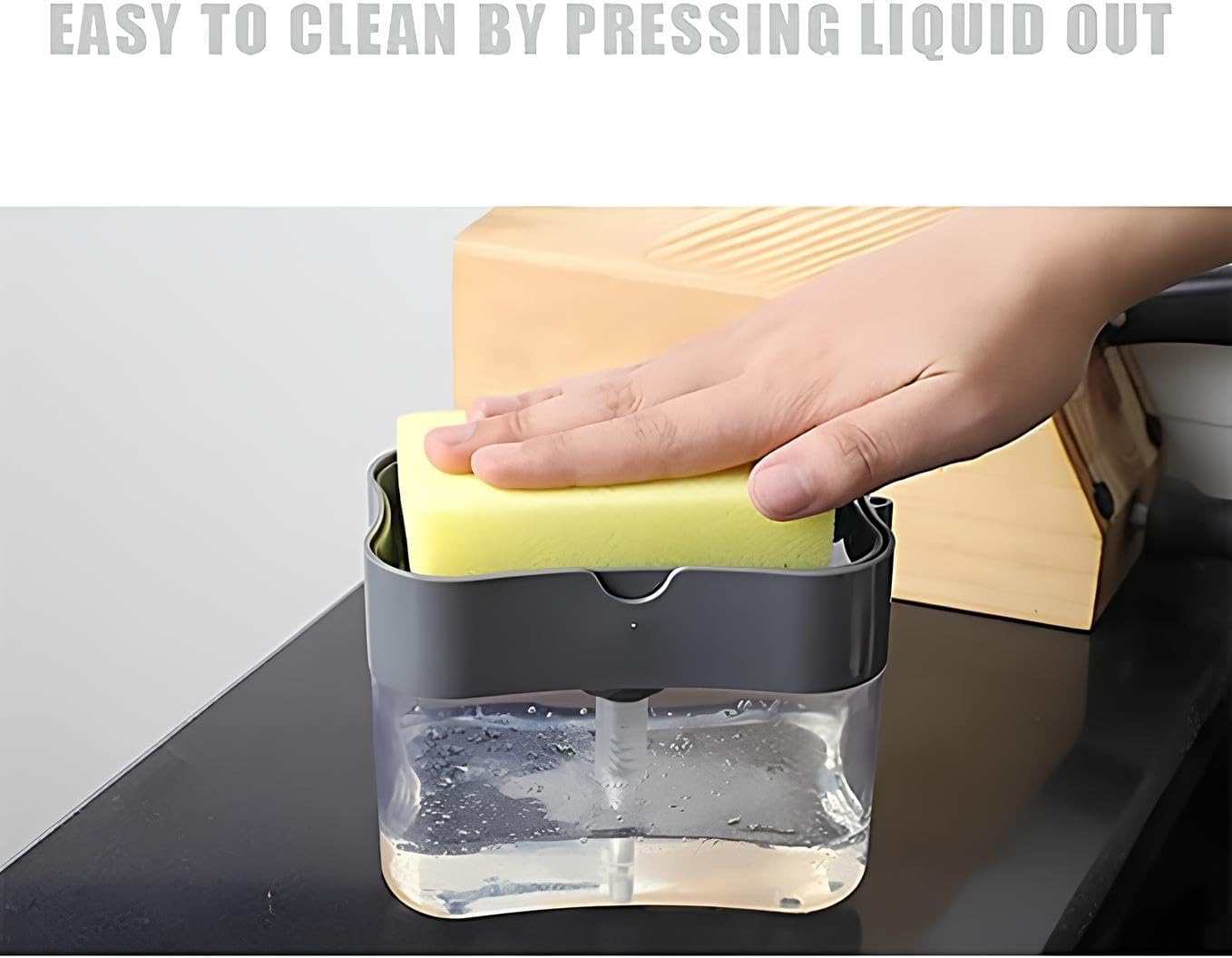 2-in-1 Kitchen Soap Dispenser with Sponge Holder – Dishwashing Pump and Sponge Rack for Sink