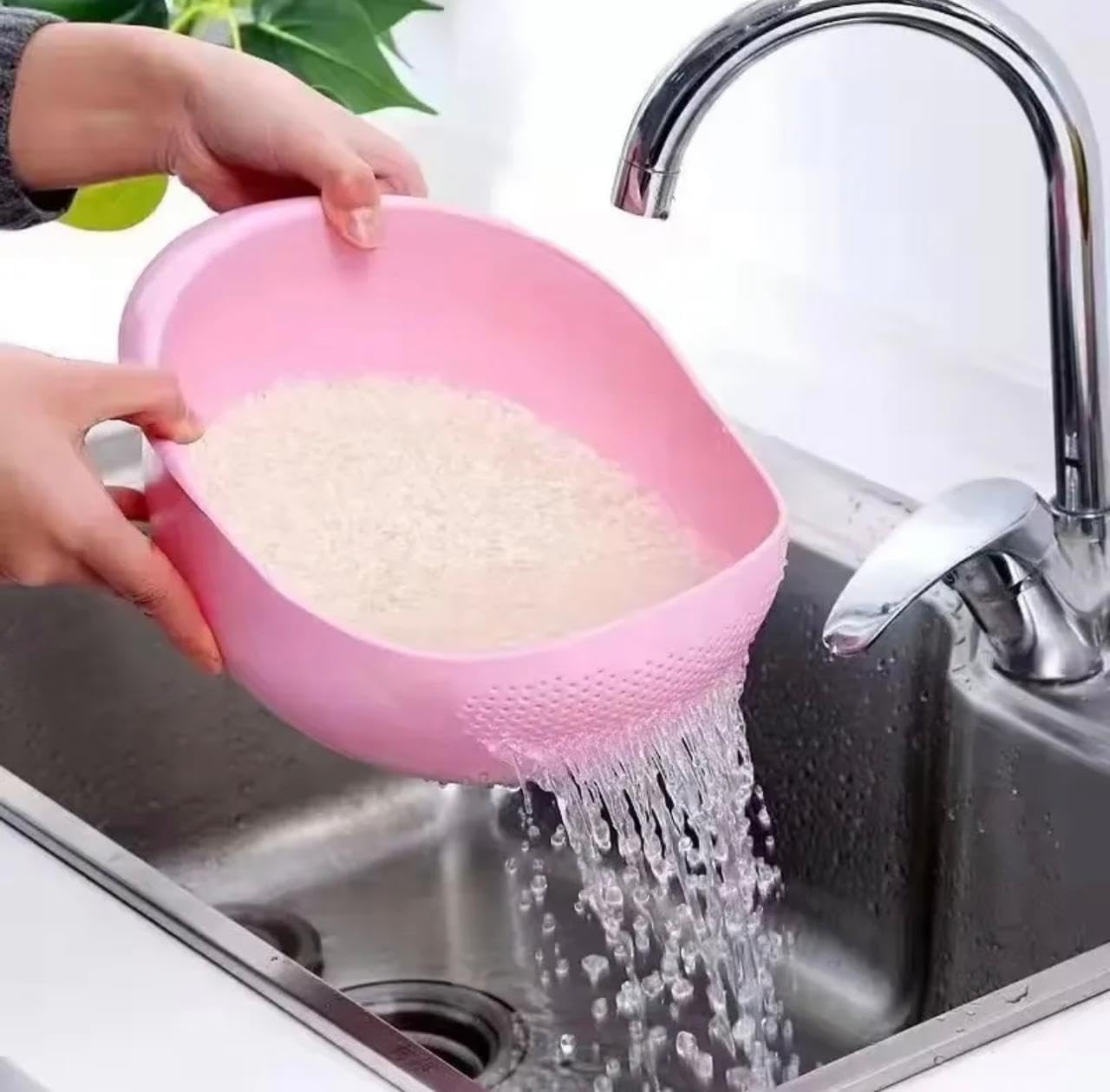Multi-Functional Plastic Rice Washing Bowl with Strainer - Perfect for Grains & Kitchen Essentials