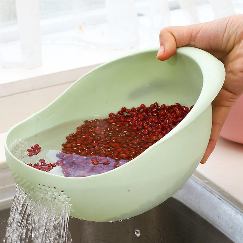 Multi-Functional Plastic Rice Washing Bowl with Strainer - Perfect for Grains & Kitchen Essentials