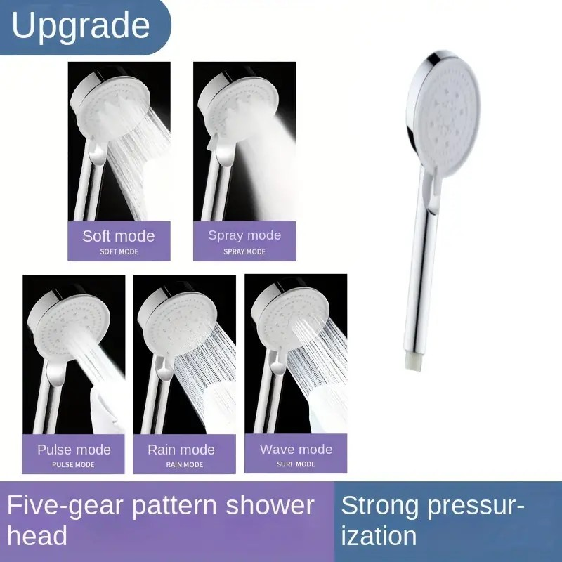 5-Mode Universal Shower Head – Water-Saving, Non-Electric Shower Nozzle for a Customizable Shower Experience